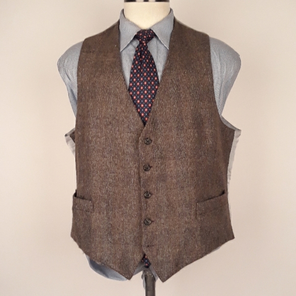 FREEMANS SPORTING CLUB Brown Tweed Mens Sz XL Vest - Picture 1 of 7